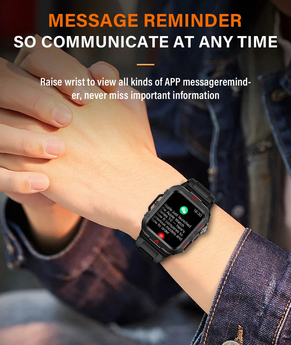 LAXASFIT Men's Sports Smart Watch: 1.71" Screen, Blood Oxygen, Bluetooth Calling, Multi-Sport, LED Flashlight, Outdoor Smart Watch.
