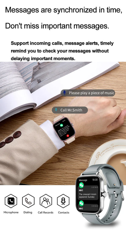 Introducing the LAXASFIT Smart Watch, featuring Bluetooth call functionality, a full touch screen display, heart rate monitoring, and comprehensive sports and fitness tracking. This sophisticated device is an ideal gift for both men and women.