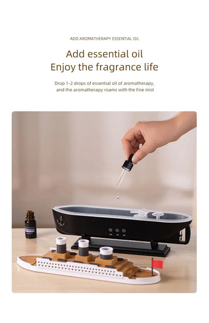 Titanic Ship Model Air Humidifier Remote Control Home 250ml Essential Oil Jellyfish Smoke Ring Spray Aroma Diffuser Humidifiers