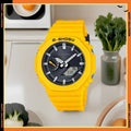 Green Black Sport Unisex Watch Full Function World Time LED Dual Display Rubber Strap Oak Luminous