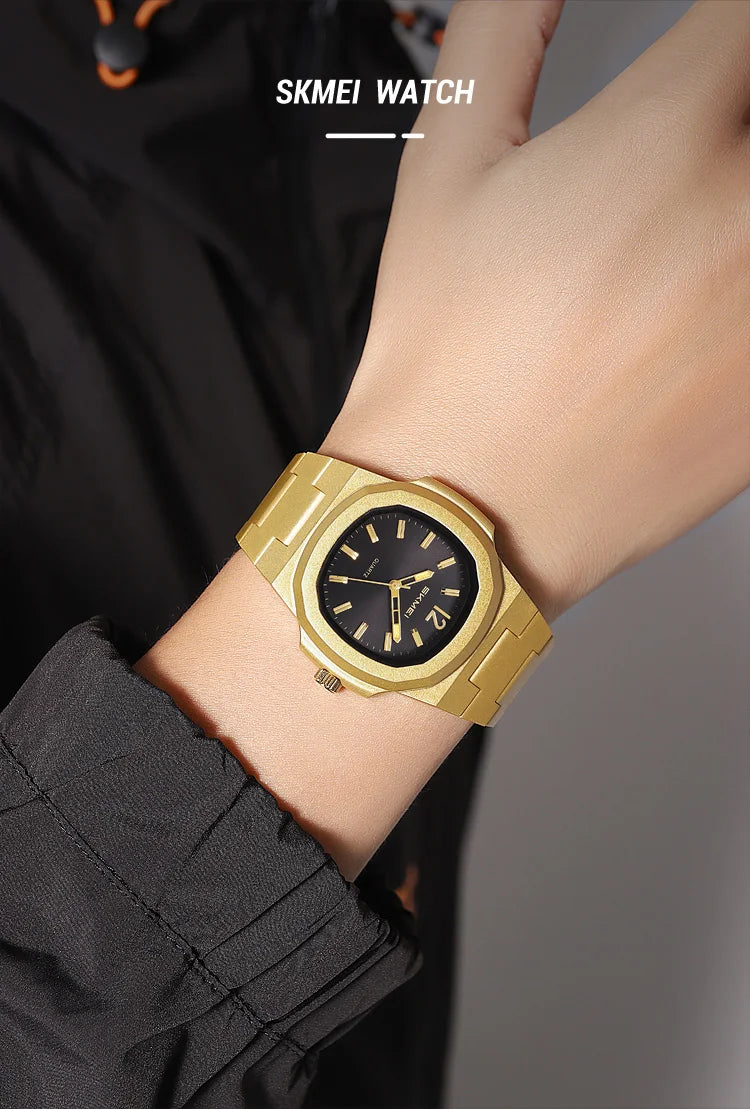 This elegant timepiece offers a sophisticated aesthetic, perfect for any occasion. Its analog display provides a classic and timeless look. Furthermore, the 50M water resistance ensures durability and practicality for everyday wear. The simple yet refined