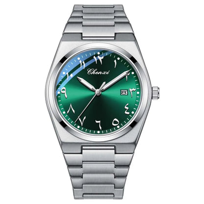 Introducing the CHENXI Executive Men's Timepiece, a sophisticated and water-resistant wristwatch featuring Eastern Arabic numerals, designed to elevate any professional ensemble and serve as an ideal gift.