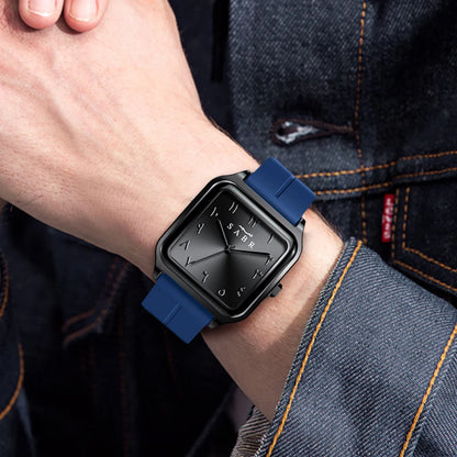 Men's Business Watch Sabr Arabic Numeral Watch, Men's Quartz Wristwatch, 3Atm Waterproof, Silicone Strap, Magnetic Clasp, Alloy Case.