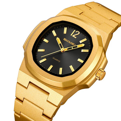 This elegant timepiece offers a sophisticated aesthetic, perfect for any occasion. Its analog display provides a classic and timeless look. Furthermore, the 50M water resistance ensures durability and practicality for everyday wear. The simple yet refined