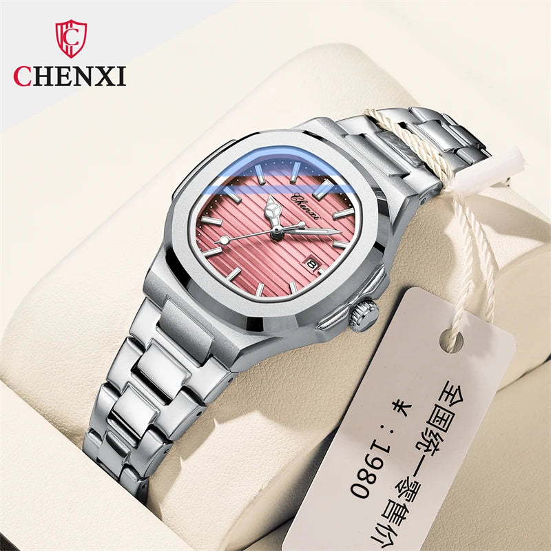 Introducing the CHENXI 8222, a stylish and functional quartz watch designed for couples. This timepiece features water resistance, a luminous night light, and a date display, all encased in a durable stainless steel strap. It's an ideal accessory for both
