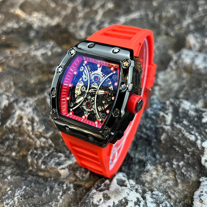 Introducing the L146 Men's Sports Watch, a sophisticated timepiece featuring a distinctive wine barrel dial, luminous display, and integrated calendar function, designed for the discerning individual seeking both luxury and practicality.