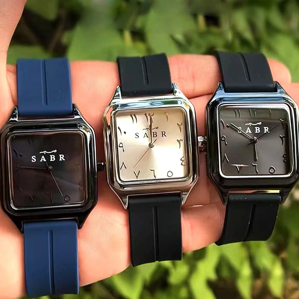 Men's Business Watch Sabr Arabic Numeral Watch Men's Quartz Wristwatch 3Atm Waterproof Silicone Strap Magnetic Clasp Alloy Case