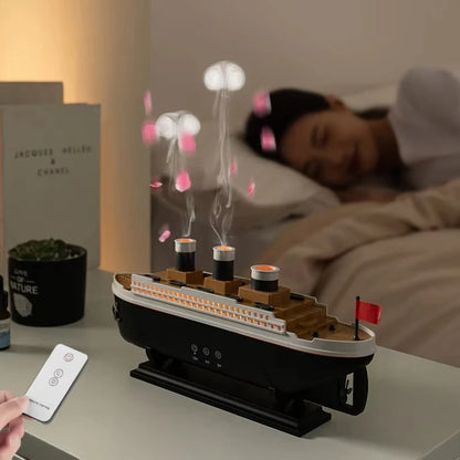 Titanic Ship Model Air Humidifier Remote Control Home 250ml Essential Oil Jellyfish Smoke Ring Spray Aroma Diffuser Humidifiers