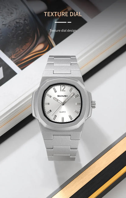 This elegant timepiece offers a sophisticated aesthetic, perfect for any occasion. Its analog display provides a classic and timeless look. Furthermore, the 50M water resistance ensures durability and practicality for everyday wear. The simple yet refined