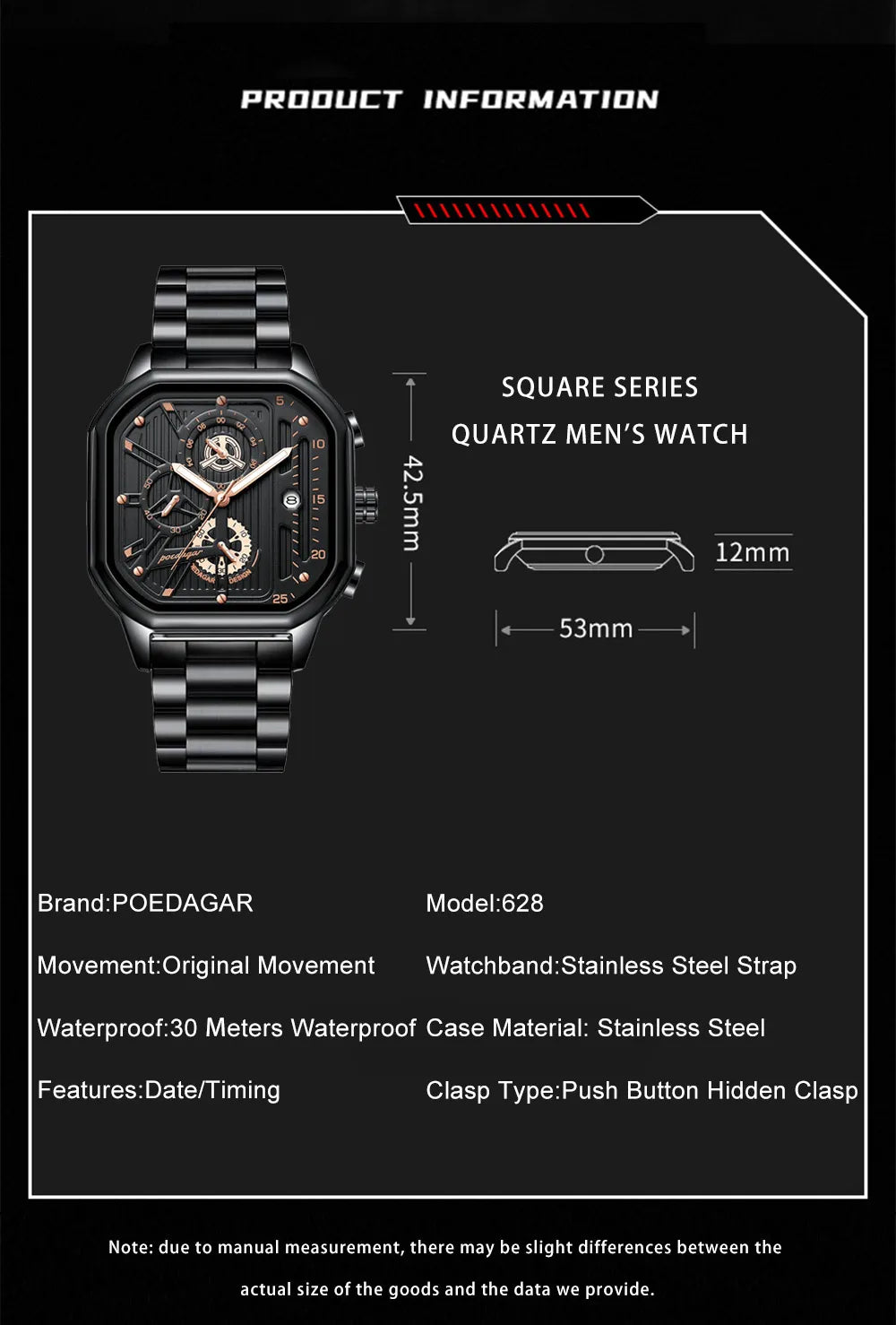 POEDAGAR Luxury Casual Male Watch Fashion Chronograph Stainless Steel Waterproof Luminous Date Military Men's Wristwatches Gifts