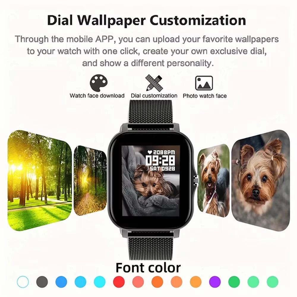 Introducing the LAXASFIT Smart Watch, featuring Bluetooth call functionality, a full touch screen display, heart rate monitoring, and comprehensive sports and fitness tracking. This sophisticated device is an ideal gift for both men and women.