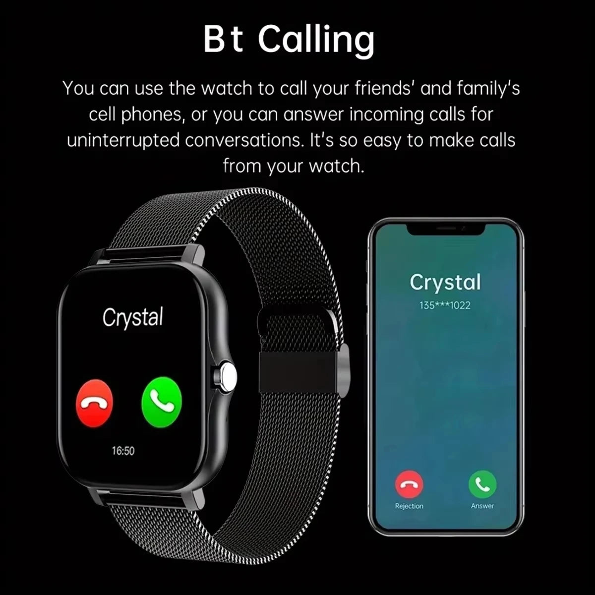 Introducing the LAXASFIT Smart Watch, featuring Bluetooth call functionality, a full touch screen display, heart rate monitoring, and comprehensive sports and fitness tracking. This sophisticated device is an ideal gift for both men and women.