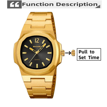 This elegant timepiece offers a sophisticated aesthetic, perfect for any occasion. Its analog display provides a classic and timeless look. Furthermore, the 50M water resistance ensures durability and practicality for everyday wear. The simple yet refined