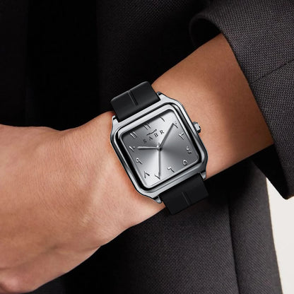Men's Business Watch Sabr Arabic Numeral Watch, Men's Quartz Wristwatch, 3Atm Waterproof, Silicone Strap, Magnetic Clasp, Alloy Case.