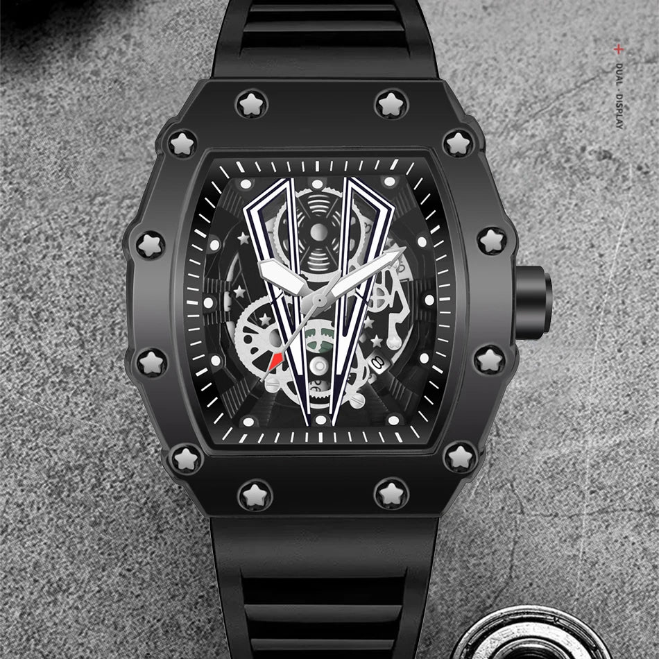 Men's Luxury Watch: Large Dial, Multifunction, Waterproof, Luminous, Casual Quartz.