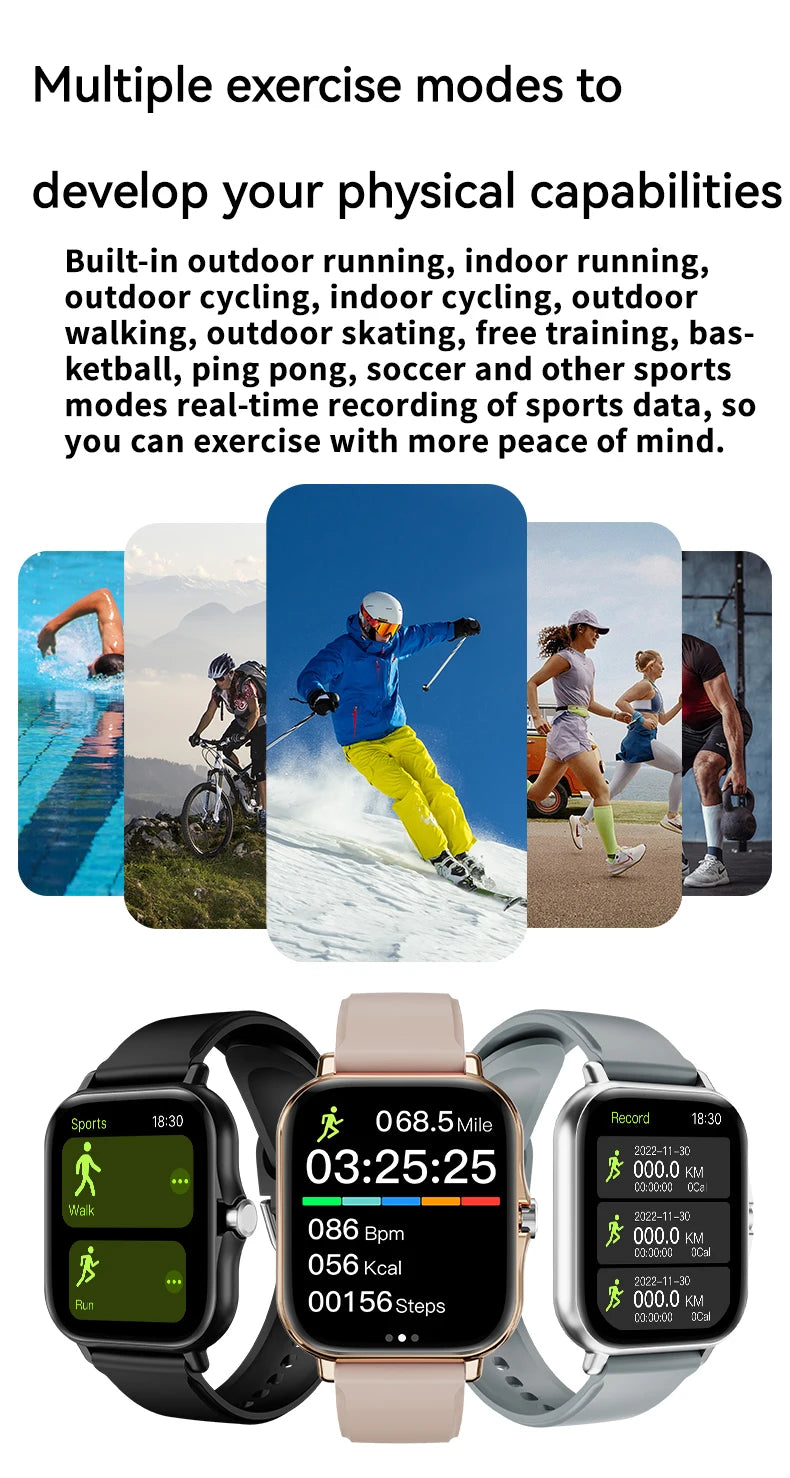 Introducing the LAXASFIT Smart Watch, featuring Bluetooth call functionality, a full touch screen display, heart rate monitoring, and comprehensive sports and fitness tracking. This sophisticated device is an ideal gift for both men and women.