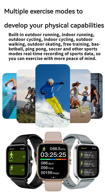 Introducing the LAXASFIT Smart Watch, featuring Bluetooth call functionality, a full touch screen display, heart rate monitoring, and comprehensive sports and fitness tracking. This sophisticated device is an ideal gift for both men and women.