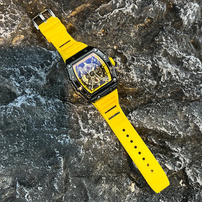Introducing the L146 Men's Sports Watch, a sophisticated timepiece featuring a distinctive wine barrel dial, luminous display, and integrated calendar function, designed for the discerning individual seeking both luxury and practicality.