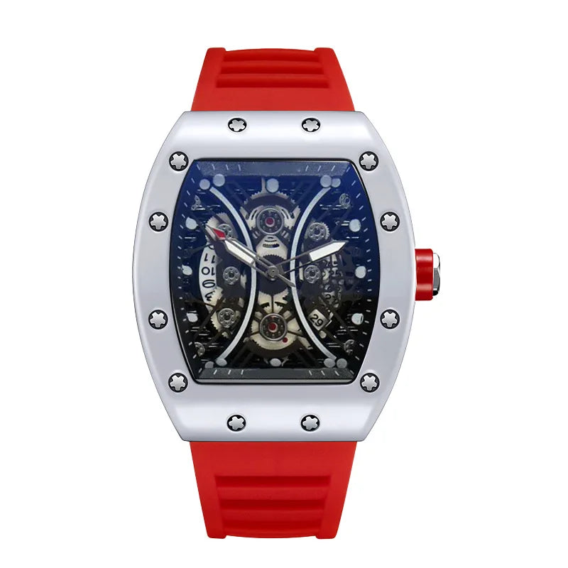 Introducing the L146 Men's Sports Watch, a sophisticated timepiece featuring a distinctive wine barrel dial, luminous display, and integrated calendar function, designed for the discerning individual seeking both luxury and practicality.