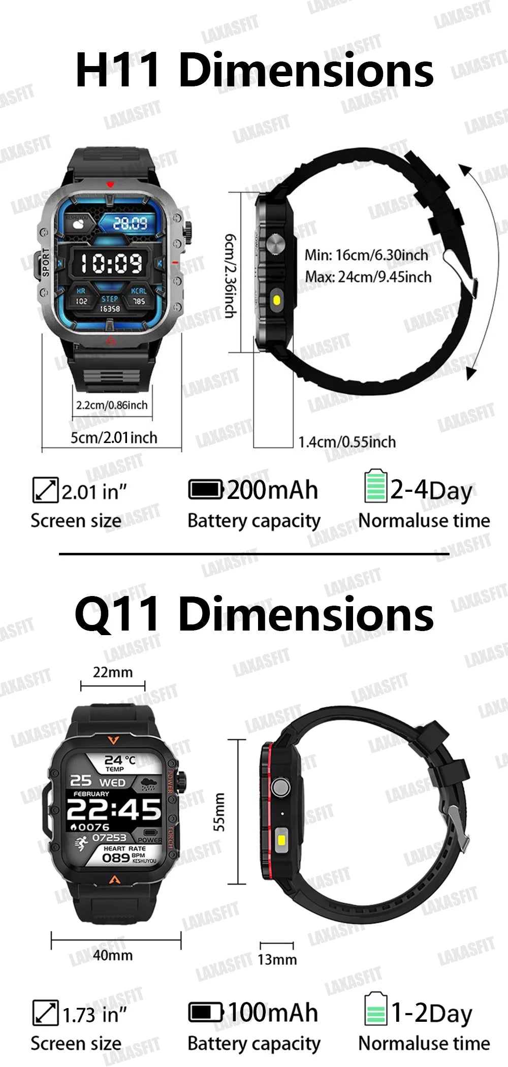 LAXASFIT Men's Sports Smart Watch: 1.71" Screen, Blood Oxygen, Bluetooth Calling, Multi-Sport, LED Flashlight, Outdoor Smart Watch.