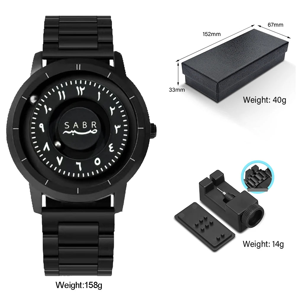 sabr Arabic Numerals Alloy Quartz Watches Men's Magnetic Bead Watches Top Luxury Mirrorless Quartz Watches