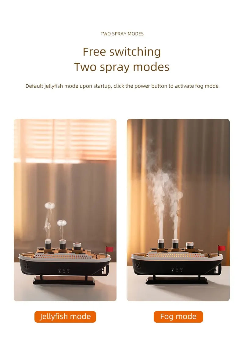 Titanic Ship Model Air Humidifier Remote Control Home 250ml Essential Oil Jellyfish Smoke Ring Spray Aroma Diffuser Humidifiers